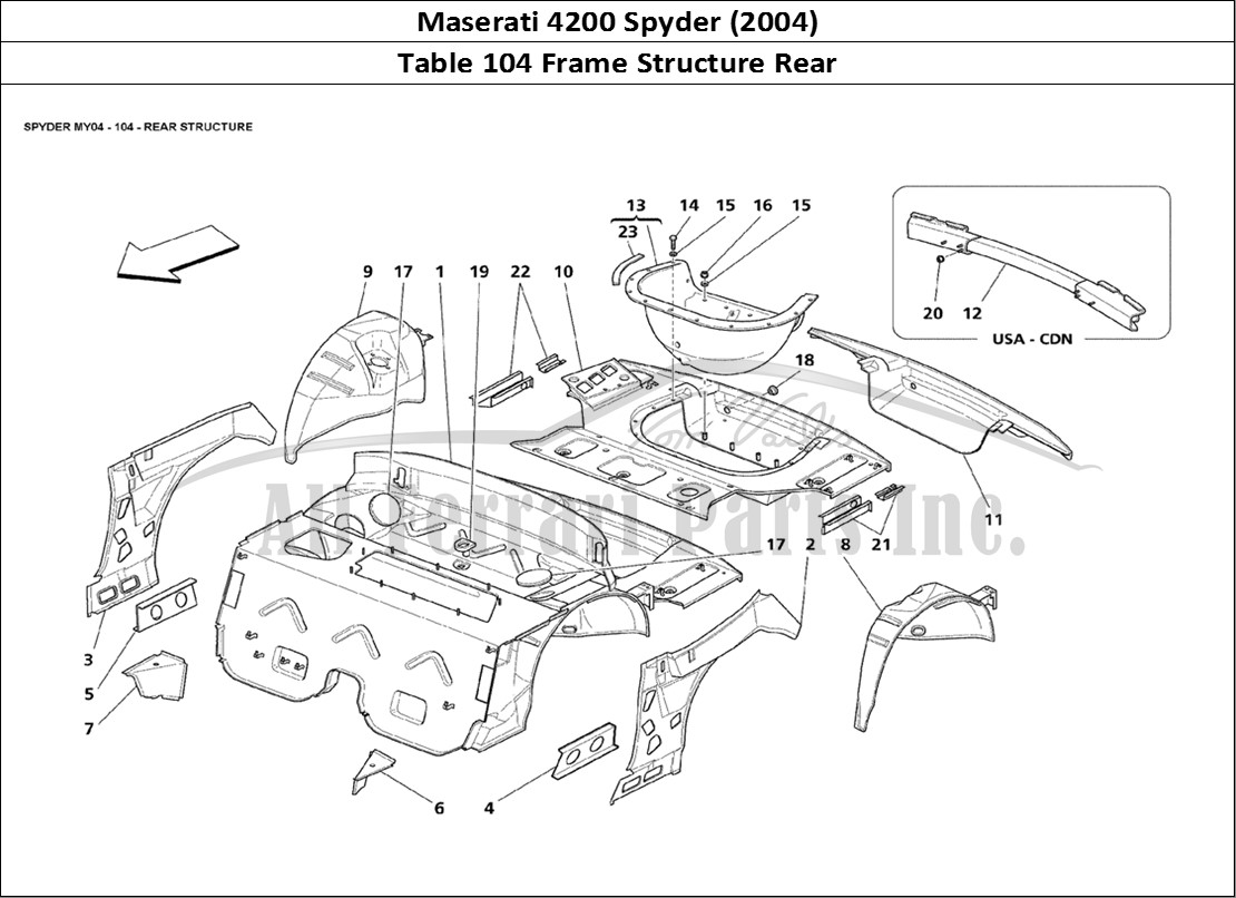 Ferrari Parts Maserati 4200 Spyder (2004) Page 104 Rear Structure