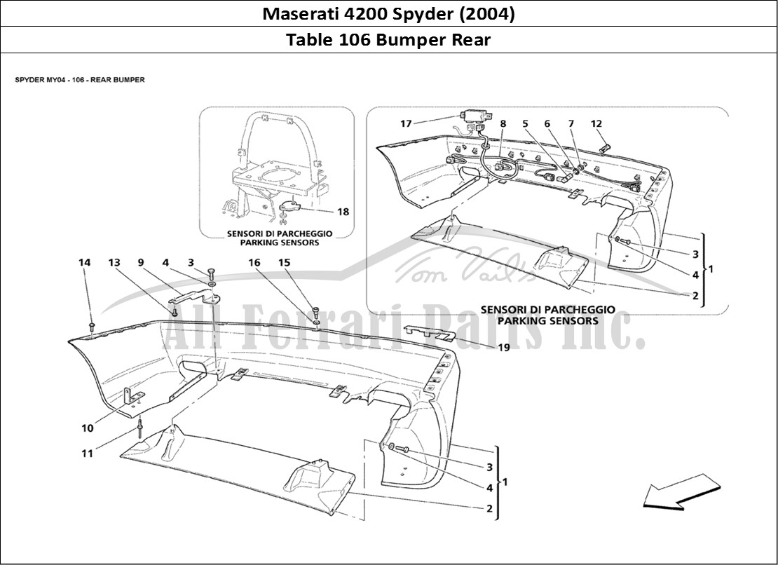 Ferrari Parts Maserati 4200 Spyder (2004) Page 106 Rear Bumper