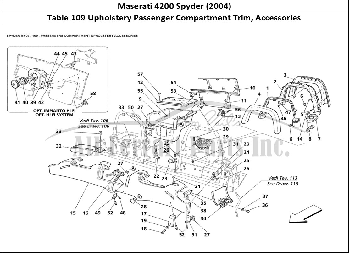 Ferrari Parts Maserati 4200 Spyder (2004) Page 109 Passengers Compartment Up