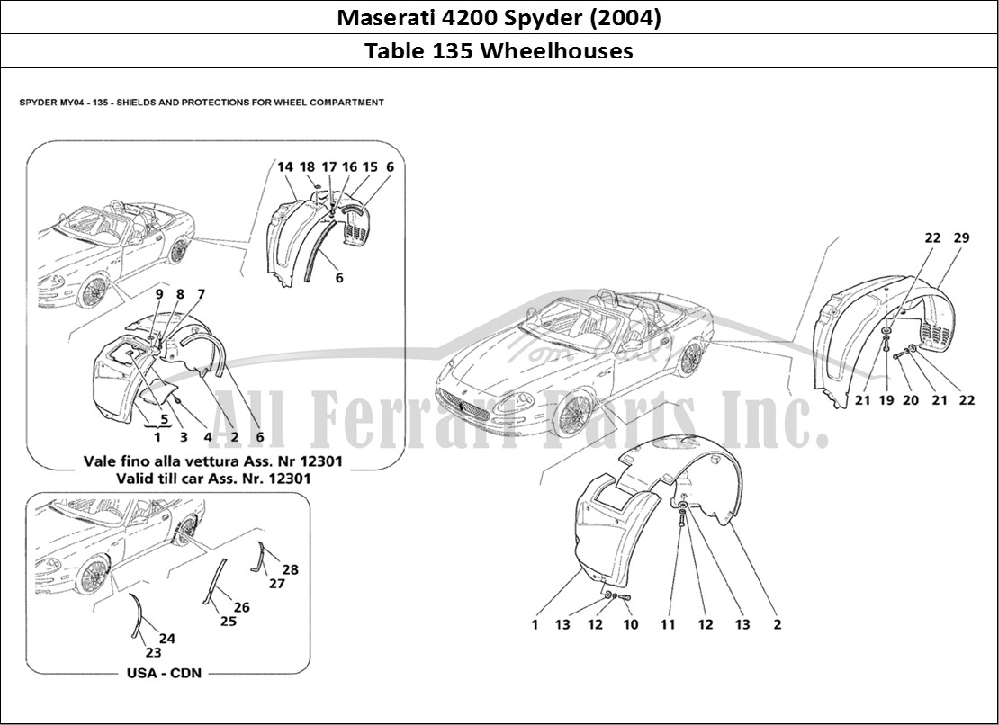 Ferrari Parts Maserati 4200 Spyder (2004) Page 135 Shields and Protections F