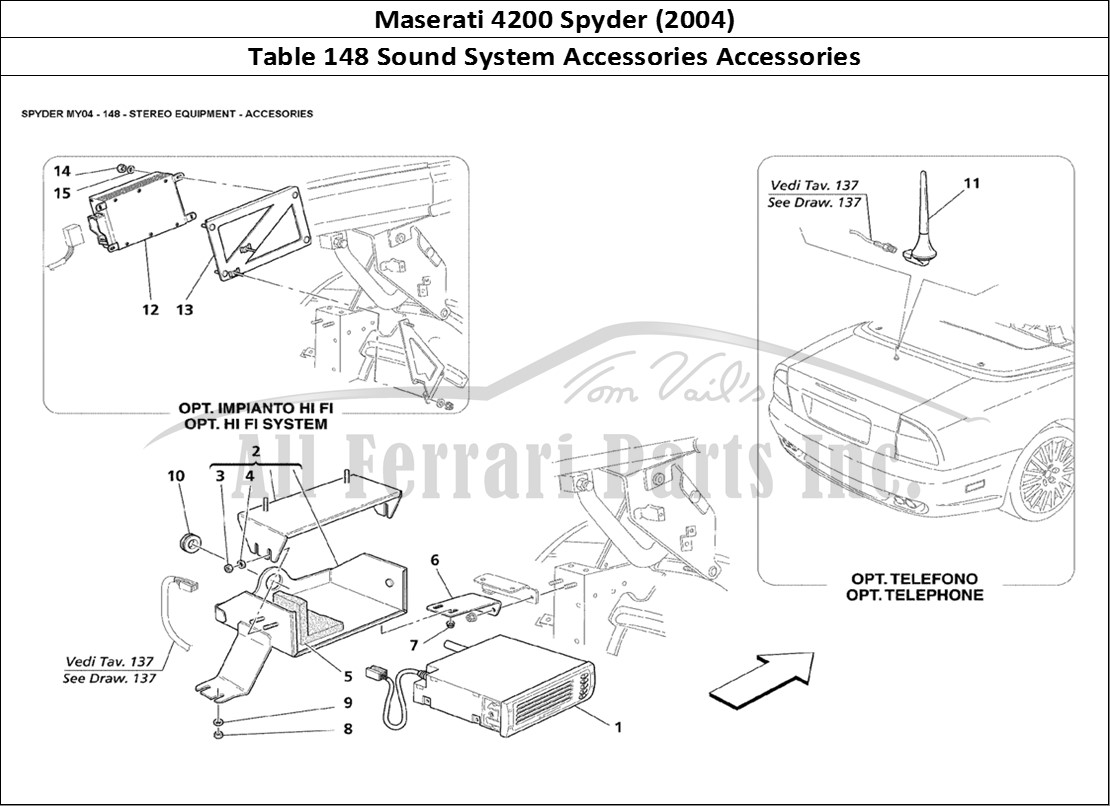 Ferrari Parts Maserati 4200 Spyder (2004) Page 148 Stereo Equipment Accesori