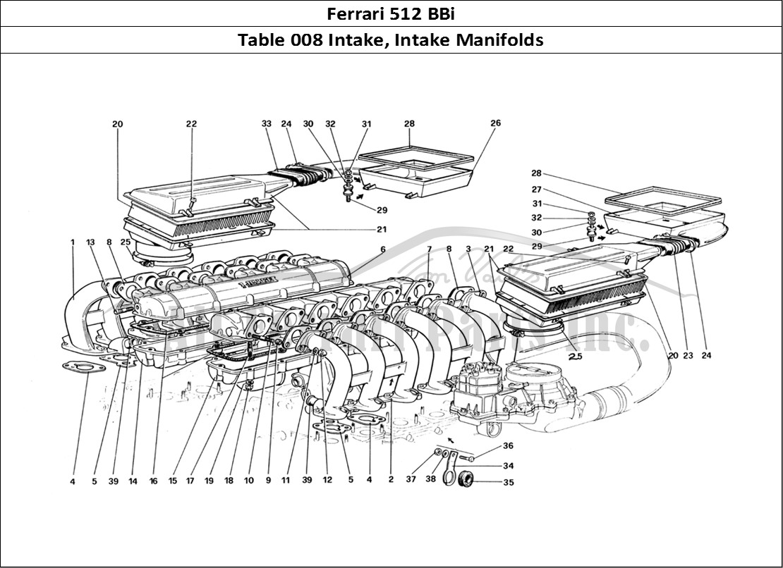 Ferrari Parts Ferrari 512 BBi Page 008 Air Intakes and Manifolds