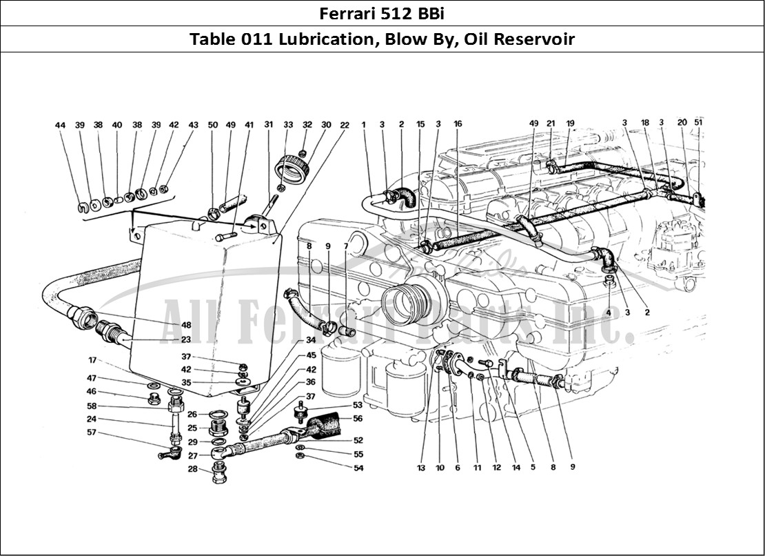 Ferrari Parts Ferrari 512 BBi Page 011 Lubrication - Blow-By and