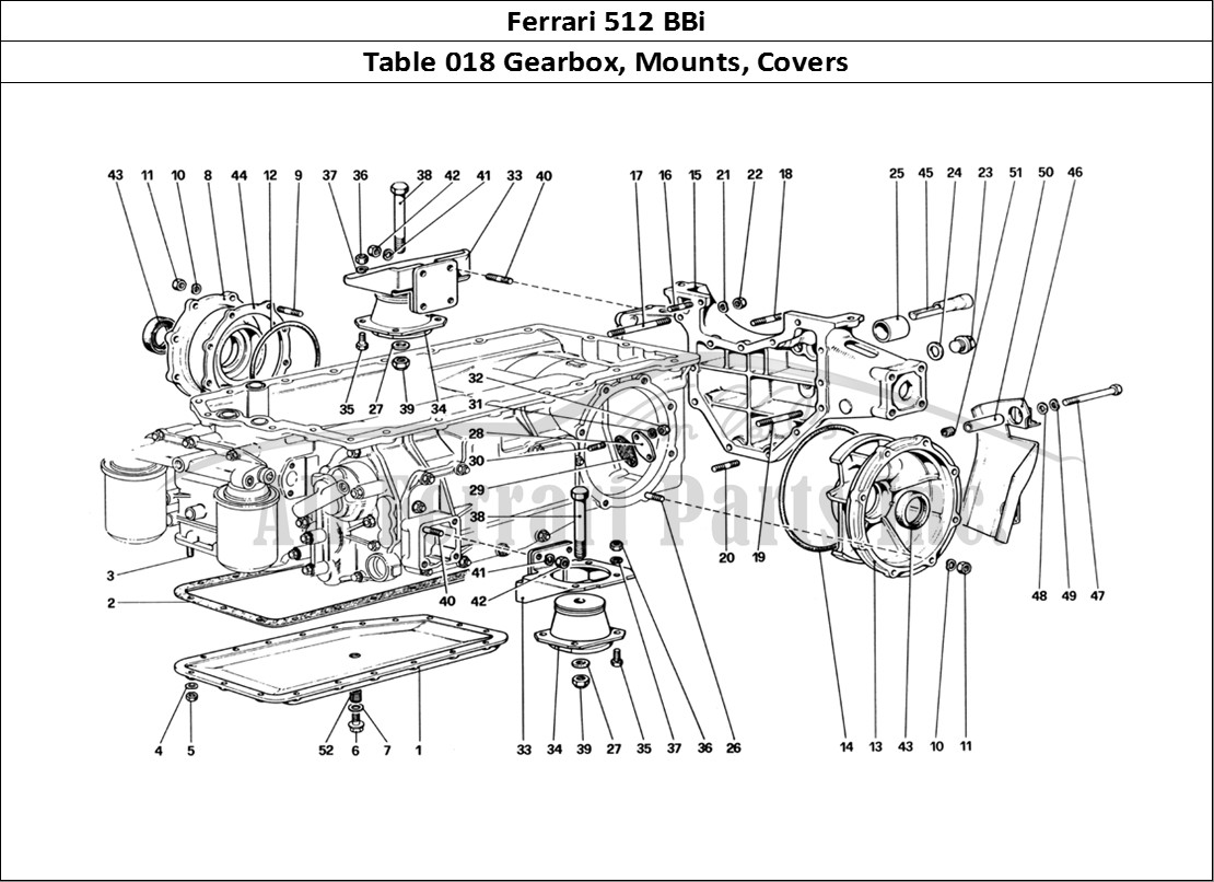 Ferrari Parts Ferrari 512 BBi Page 018 Gearbox - Mountings and C