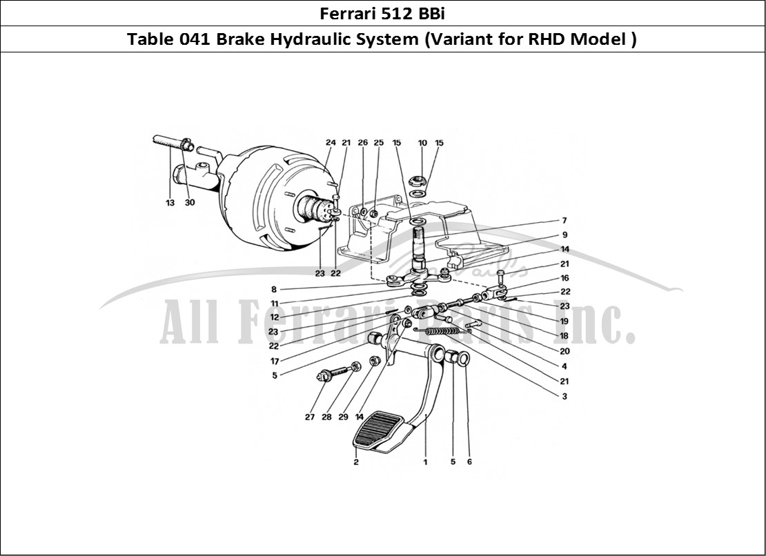 Ferrari Parts Ferrari 512 BBi Page 041 Brake Hydraulic System (V