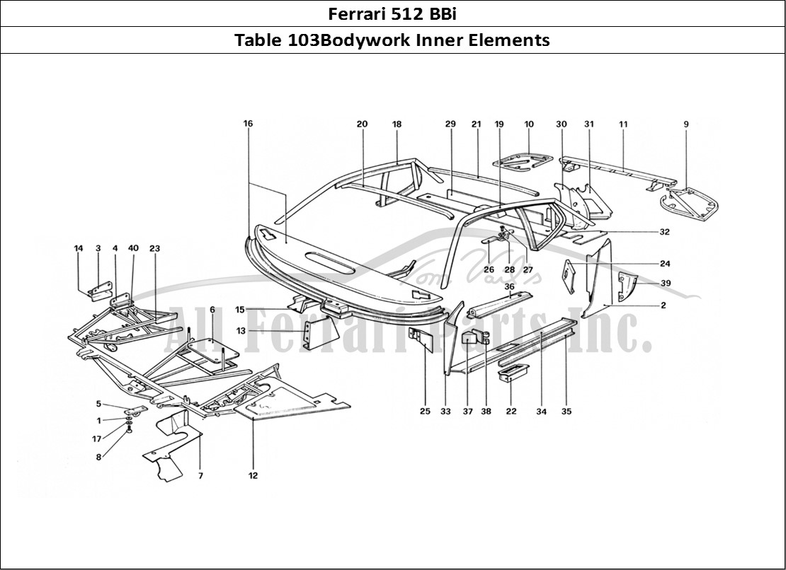 Ferrari Parts Ferrari 512 BBi Page 103 Body Shell - Inner Elemen