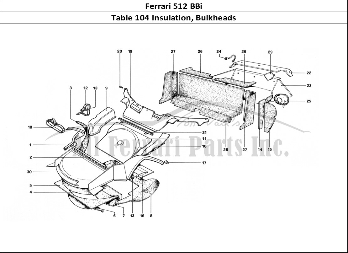 Ferrari Parts Ferrari 512 BBi Page 104 Insulating Material and B