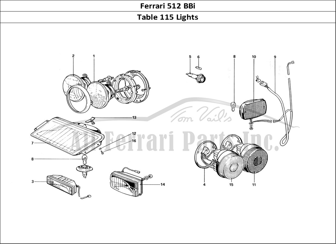 Ferrari Parts Ferrari 512 BBi Page 115 Lights