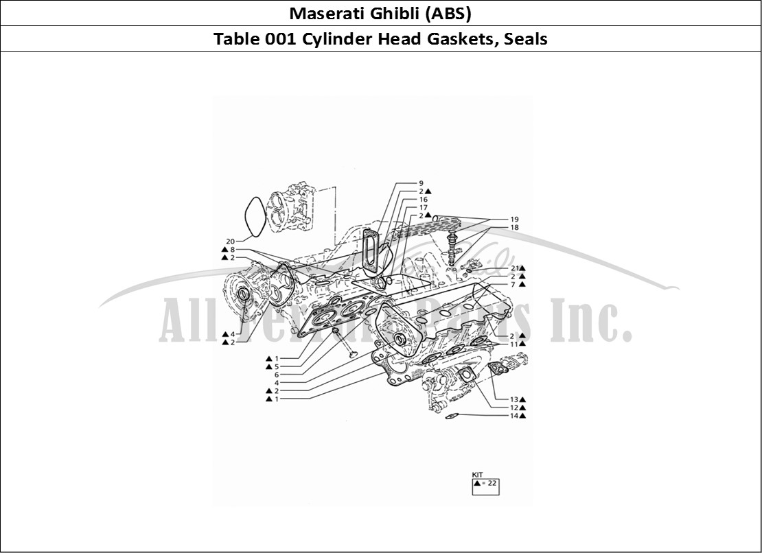 Ferrari Parts Maserati Ghibli 2.8 (ABS) Page 001 Gaskets and Seals for Hea