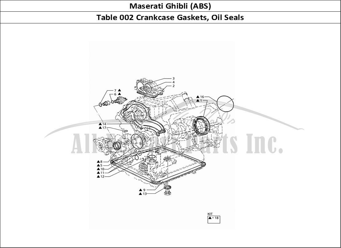 Ferrari Parts Maserati Ghibli 2.8 (ABS) Page 002 Gaskets and Oil Seals for