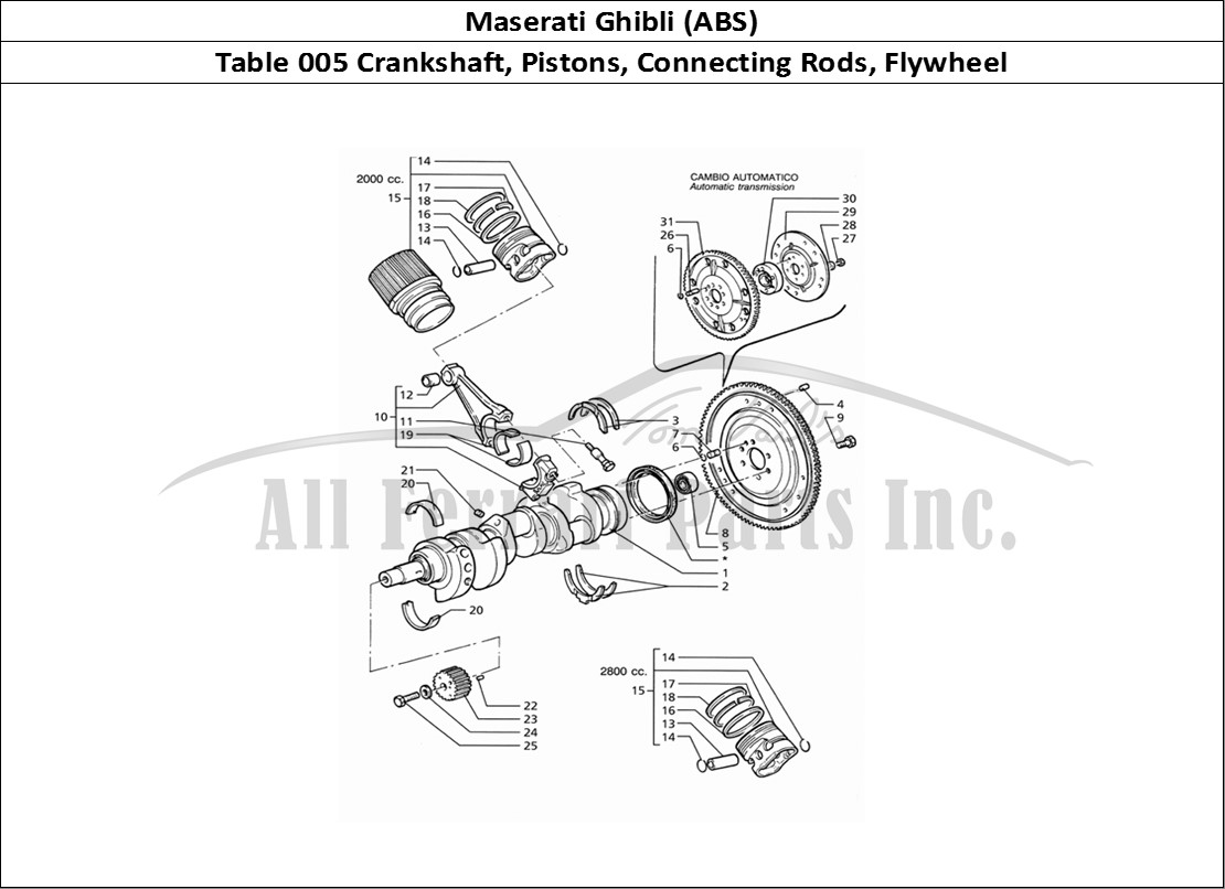 Ferrari Parts Maserati Ghibli 2.8 (ABS) Page 005 Crankshaft, Pistons, Conr
