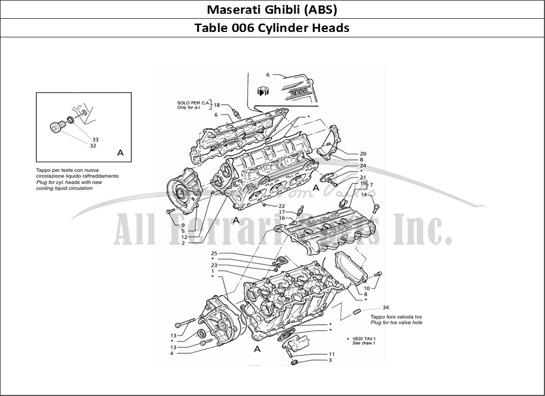 Ferrari Parts Maserati Ghibli 2.8 (ABS) Page 006 Cylinder Heads