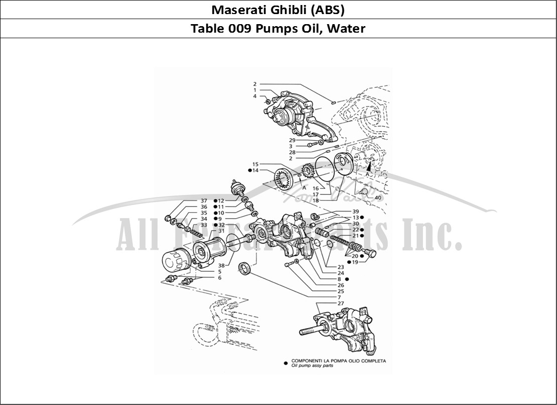Ferrari Parts Maserati Ghibli 2.8 (ABS) Page 009 Oil Pump and Water Pump