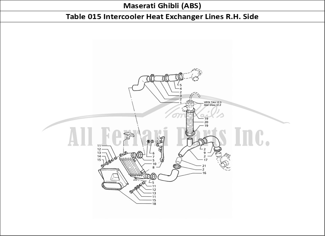 Ferrari Parts Maserati Ghibli 2.8 (ABS) Page 015 Heat Exchanger Pipes R.H.