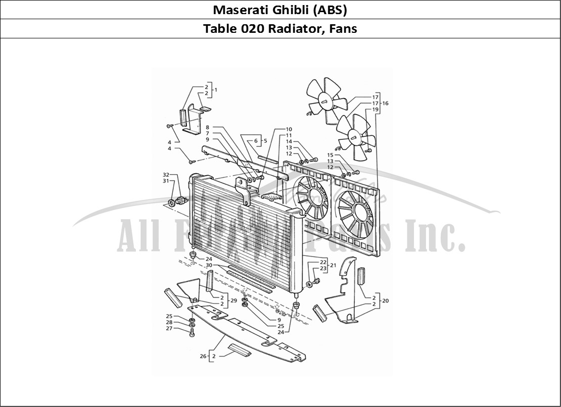 Ferrari Parts Maserati Ghibli 2.8 (ABS) Page 020 Radiator and Cooling Fans