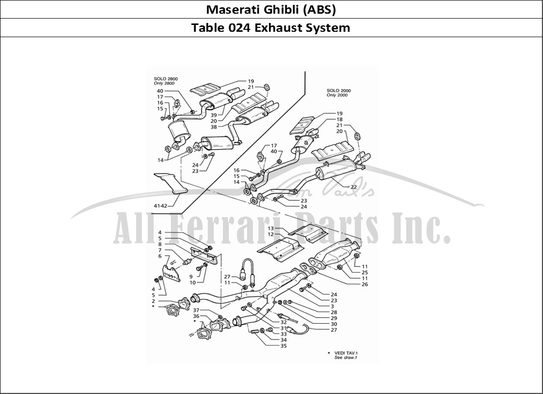 Ferrari Parts Maserati Ghibli 2.8 (ABS) Page 024 Exhaust System