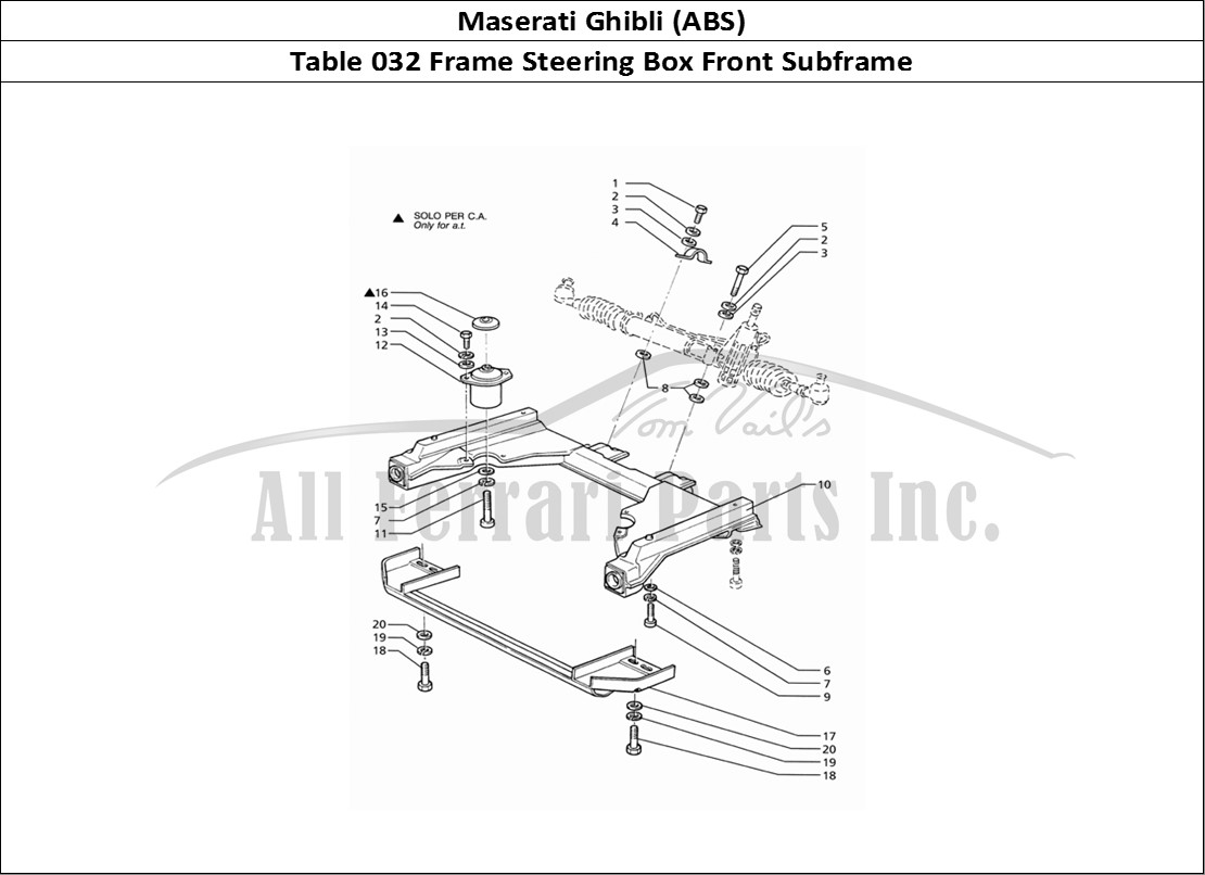 Ferrari Parts Maserati Ghibli 2.8 (ABS) Page 032 Steering Box Front Subfra
