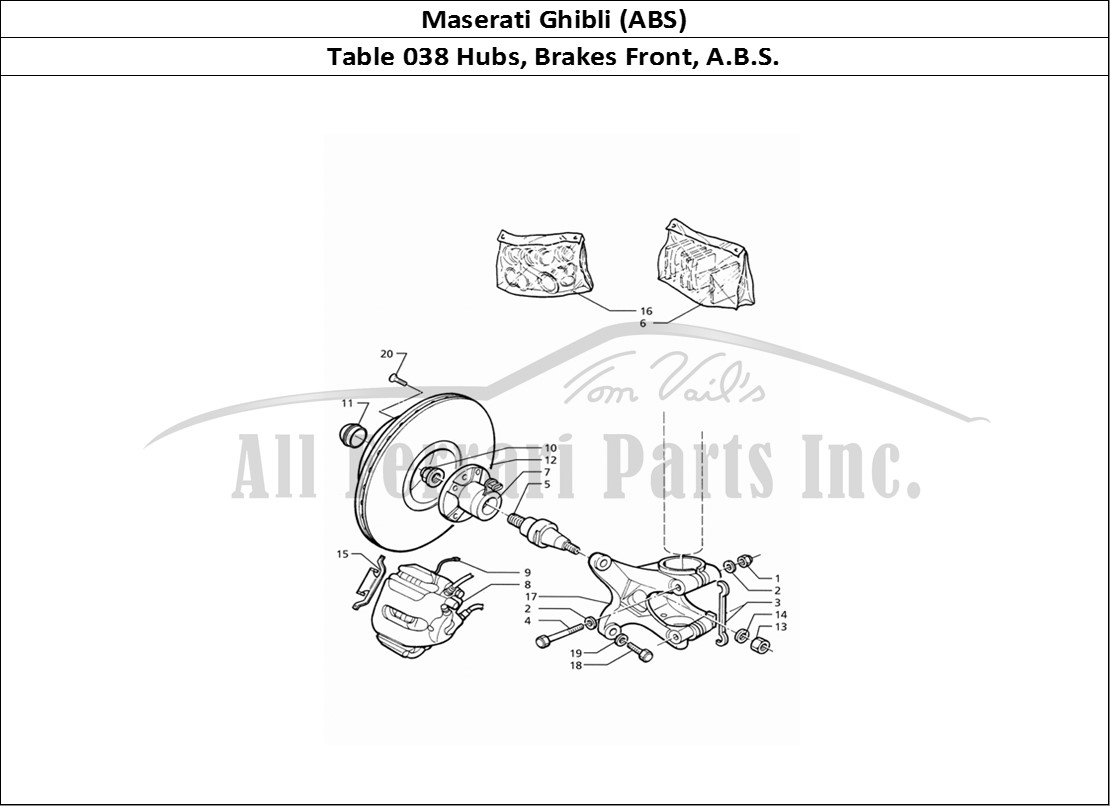 Ferrari Parts Maserati Ghibli 2.8 (ABS) Page 038 Hubs and Front Brakes Wit