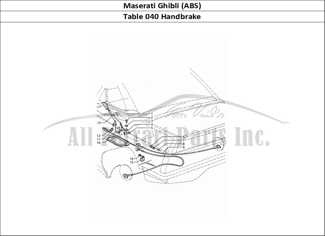 Ferrari Parts Maserati Ghibli 2.8 (ABS) Page 040 Handbrake Control