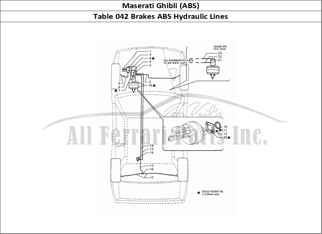 Ferrari Parts Maserati Ghibli 2.8 (ABS) Page 042 ABS Hydraulic Brake Lines