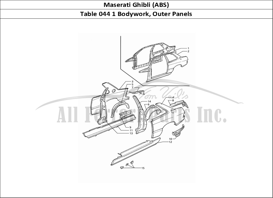 Ferrari Parts Maserati Ghibli 2.8 (ABS) Page 044 Body Shell: Outer Panels