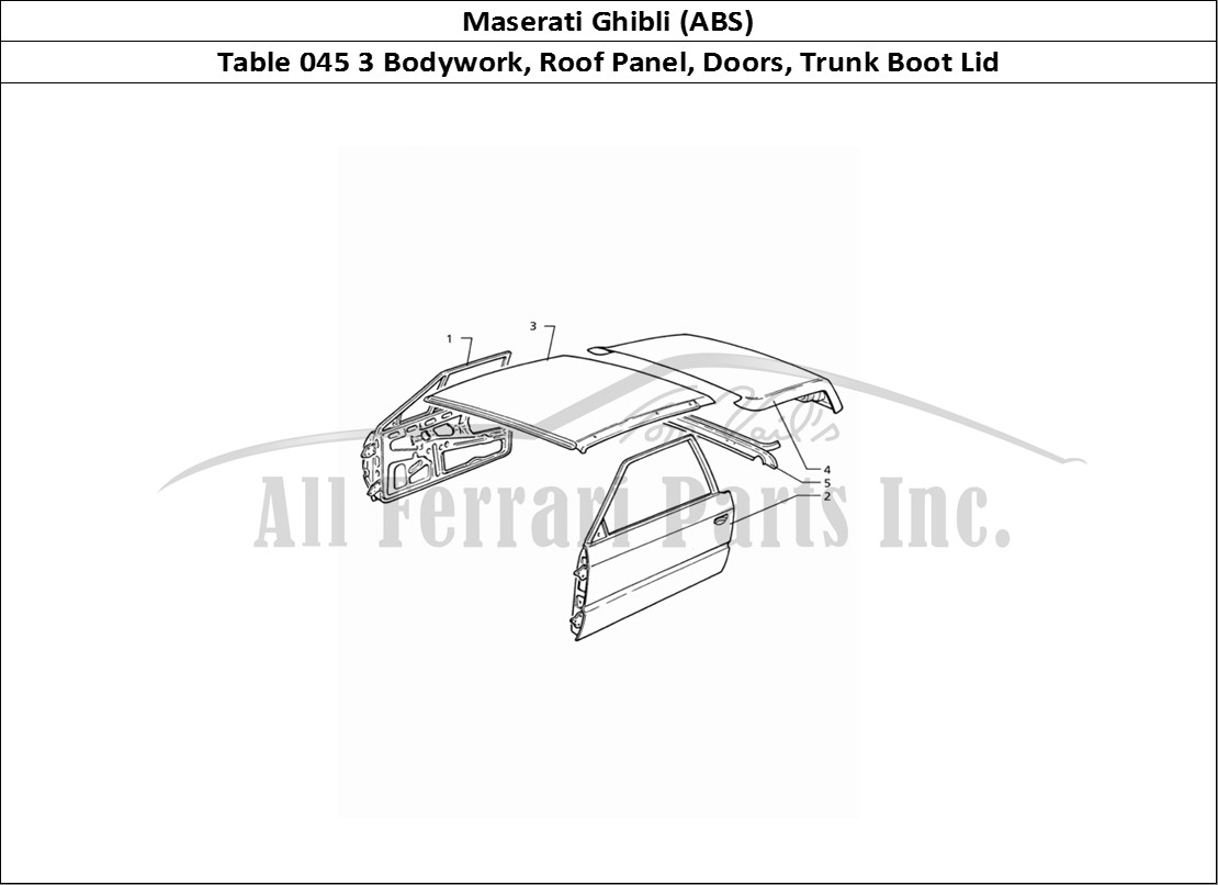 Ferrari Parts Maserati Ghibli 2.8 (ABS) Page 045 Body Shell: Roof Panel,Do