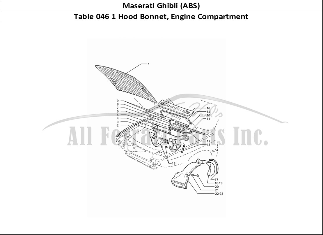 Ferrari Parts Maserati Ghibli 2.8 (ABS) Page 046 Bonnet and Engine Compart