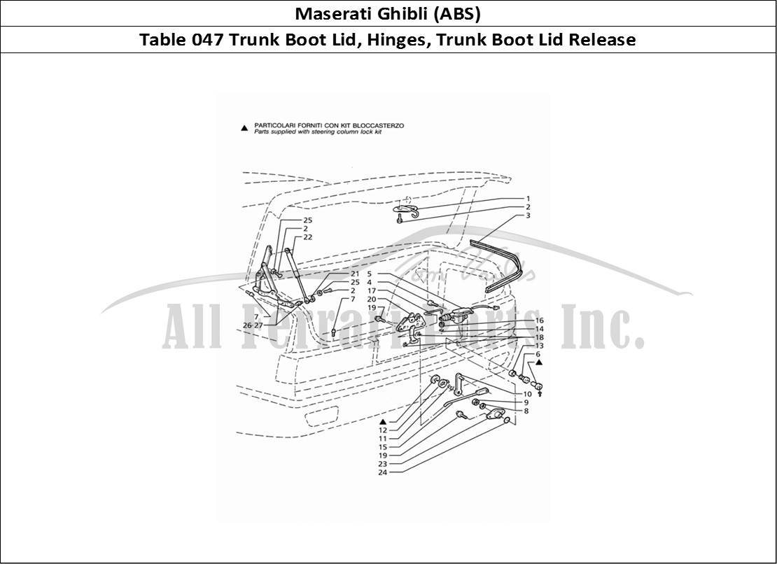 Ferrari Parts Maserati Ghibli 2.8 (ABS) Page 047 Boot Lid: Hinges, Boot Li