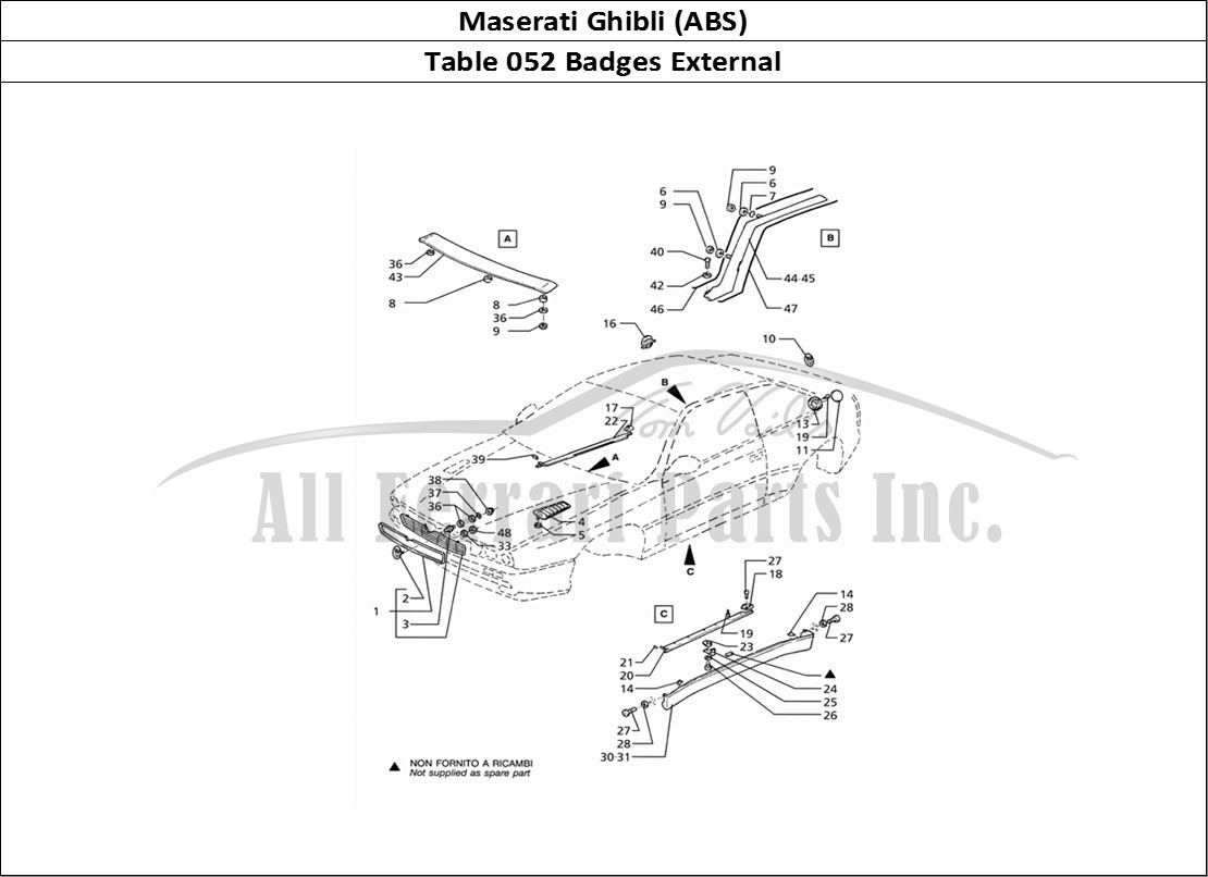 Ferrari Parts Maserati Ghibli 2.8 (ABS) Page 052 External Finishing Badges