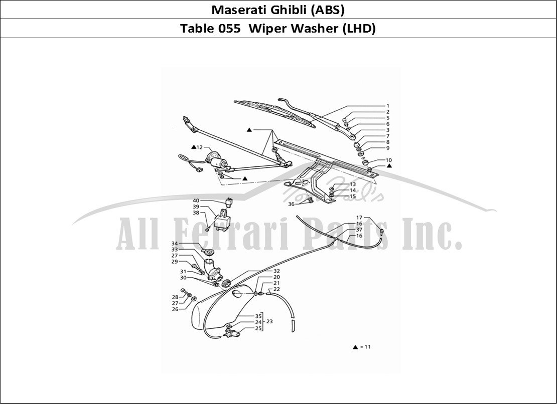 Ferrari Parts Maserati Ghibli 2.8 (ABS) Page 055 Windscreen Wiper Washer (