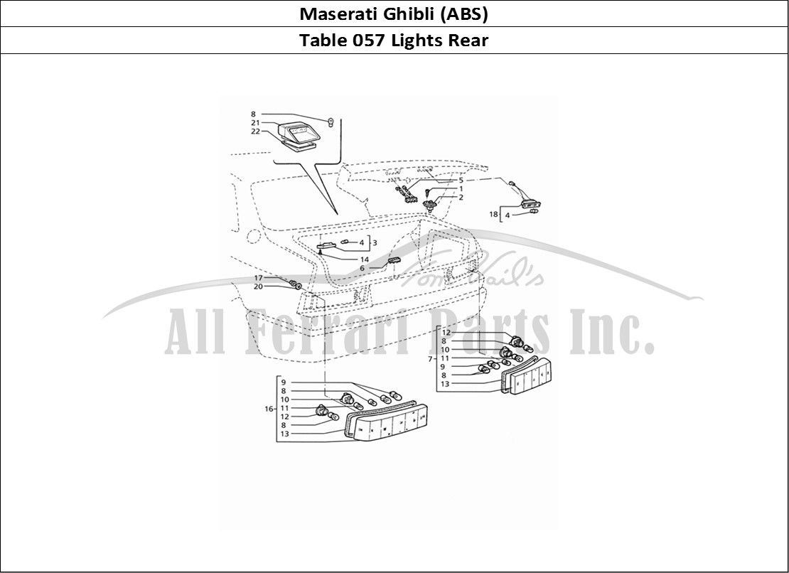Ferrari Parts Maserati Ghibli 2.8 (ABS) Page 057 Rear Lights