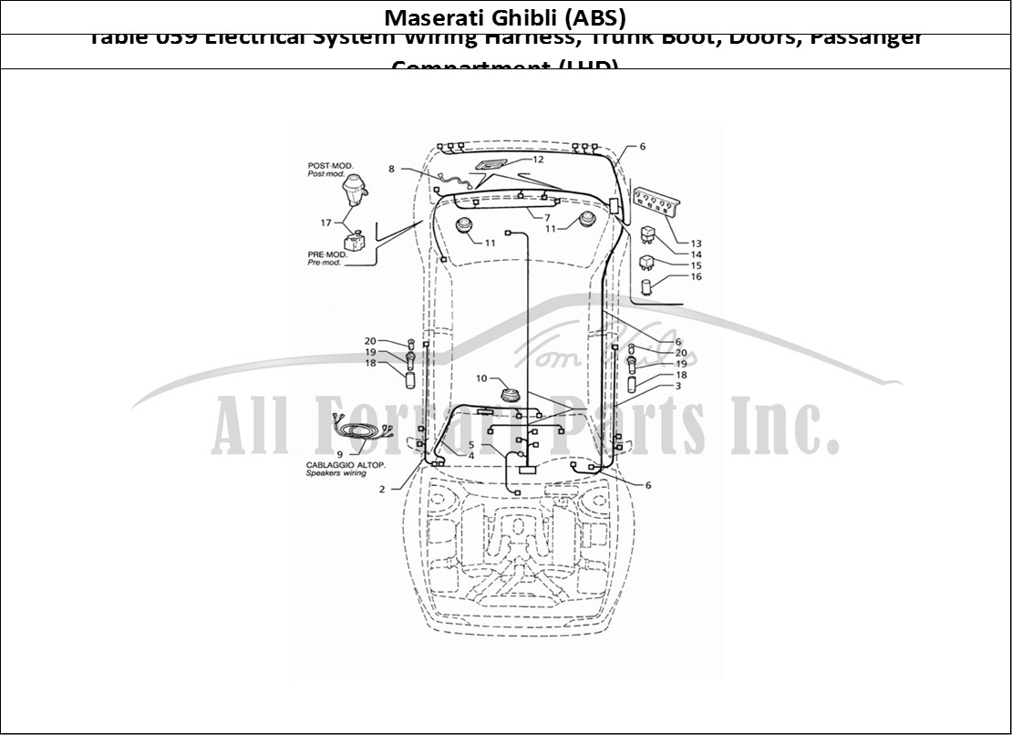 Ferrari Parts Maserati Ghibli 2.8 (ABS) Page 059 Electrical System: Boot/D