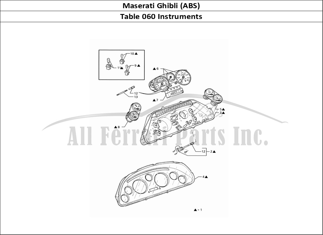 Ferrari Parts Maserati Ghibli 2.8 (ABS) Page 060 Borletti Instrumentation
