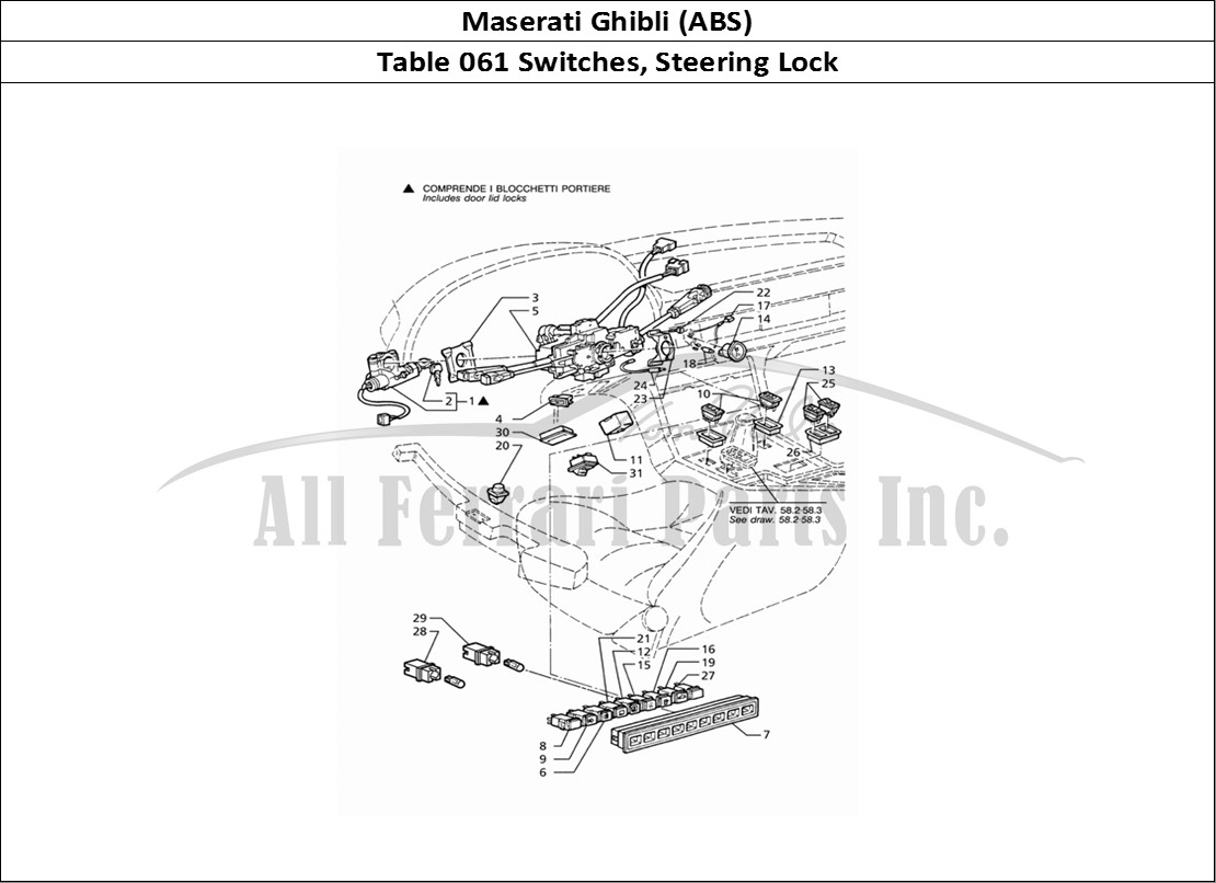 Ferrari Parts Maserati Ghibli 2.8 (ABS) Page 061 Switches and Steering Loc