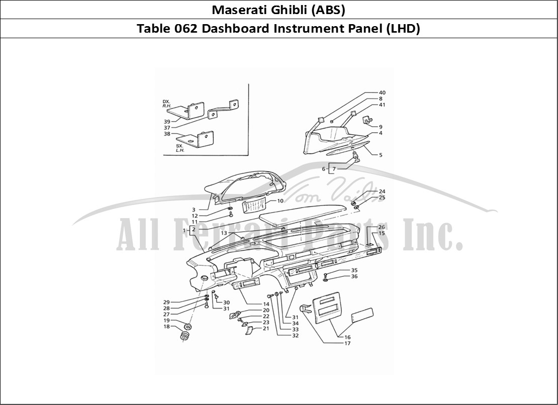 Ferrari Parts Maserati Ghibli 2.8 (ABS) Page 062 Instrument Panel (L.H.Dri