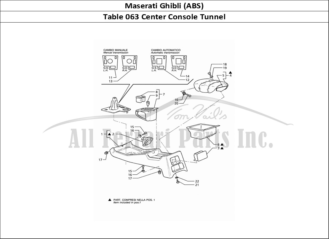Ferrari Parts Maserati Ghibli 2.8 (ABS) Page 063 Console