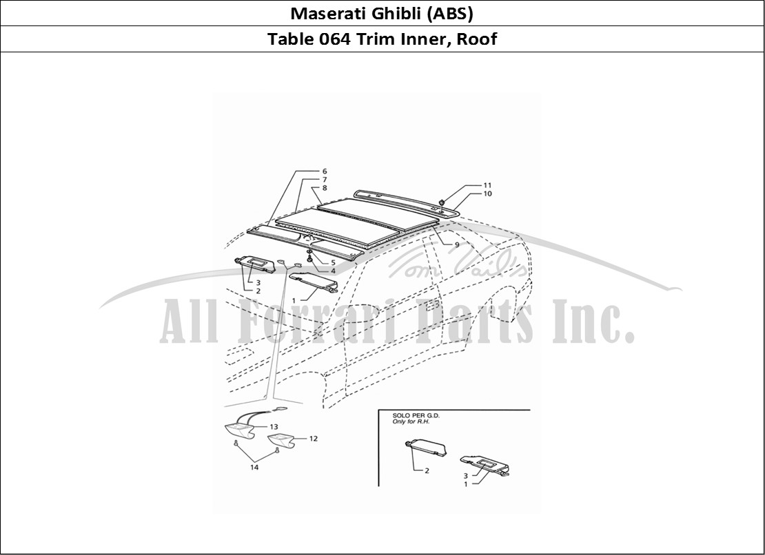 Ferrari Parts Maserati Ghibli 2.8 (ABS) Page 064 Inner Trim: Roof
