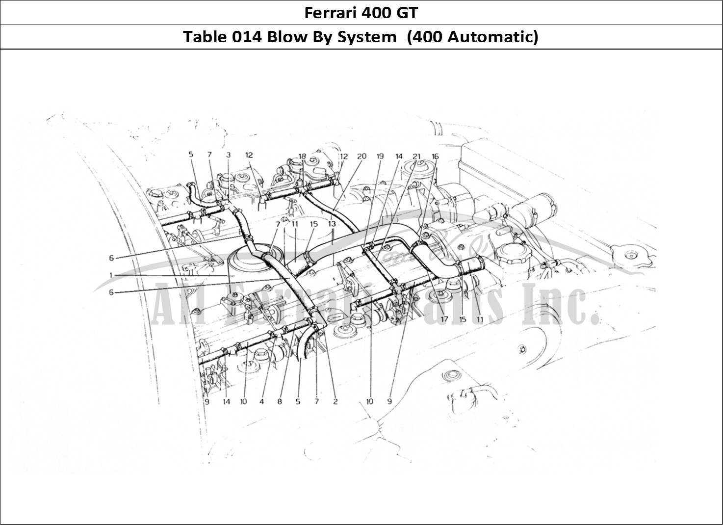 Ferrari Parts Ferrari 400 GT (Mechanical) Page 014 Blow - By System (400 Aut