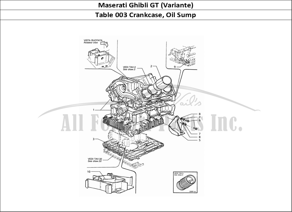 Ferrari Parts Maserati Ghibli 2.8 GT (Variante) Page 003 Engine Block and Oil Sump