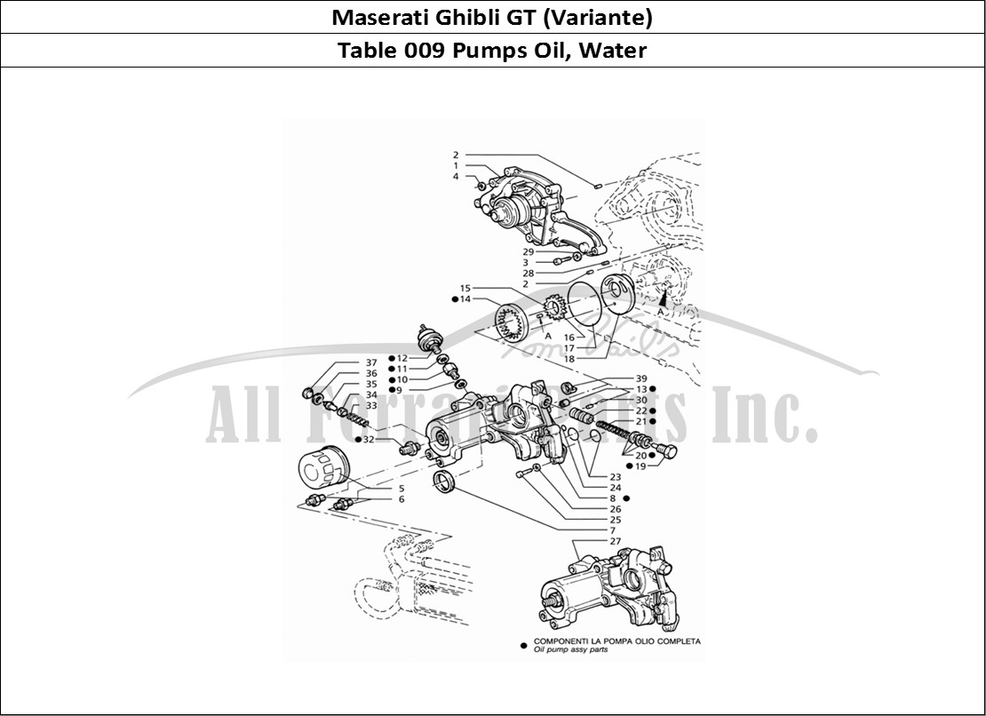 Ferrari Parts Maserati Ghibli 2.8 GT (Variante) Page 009 Oil Pump and Water Pump