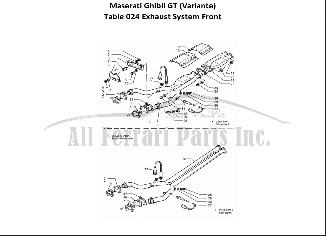 Ferrari Parts Maserati Ghibli 2.8 GT (Variante) Page 024 Front Exhaust System
