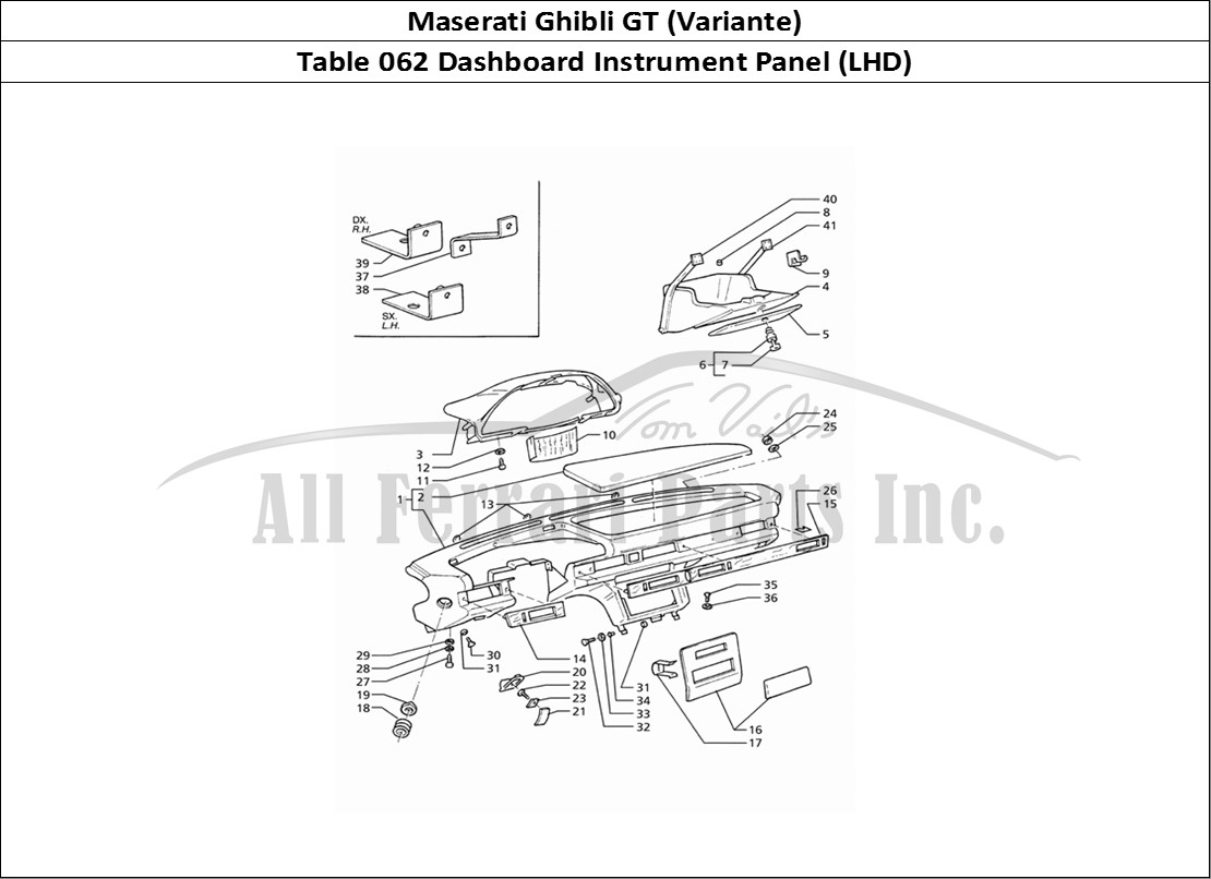 Ferrari Parts Maserati Ghibli 2.8 GT (Variante) Page 062 Instrument Panel (L.H. Dr