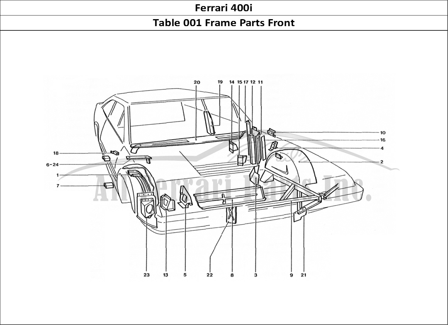 Ferrari Parts Ferrari 400 GT (Coachwork) Page 001 Front panel & Sheilds