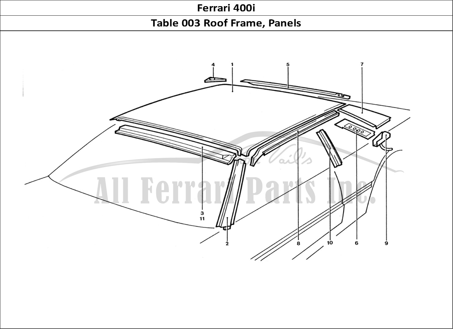 Ferrari Parts Ferrari 400 GT (Coachwork) Page 003 Roof Panels