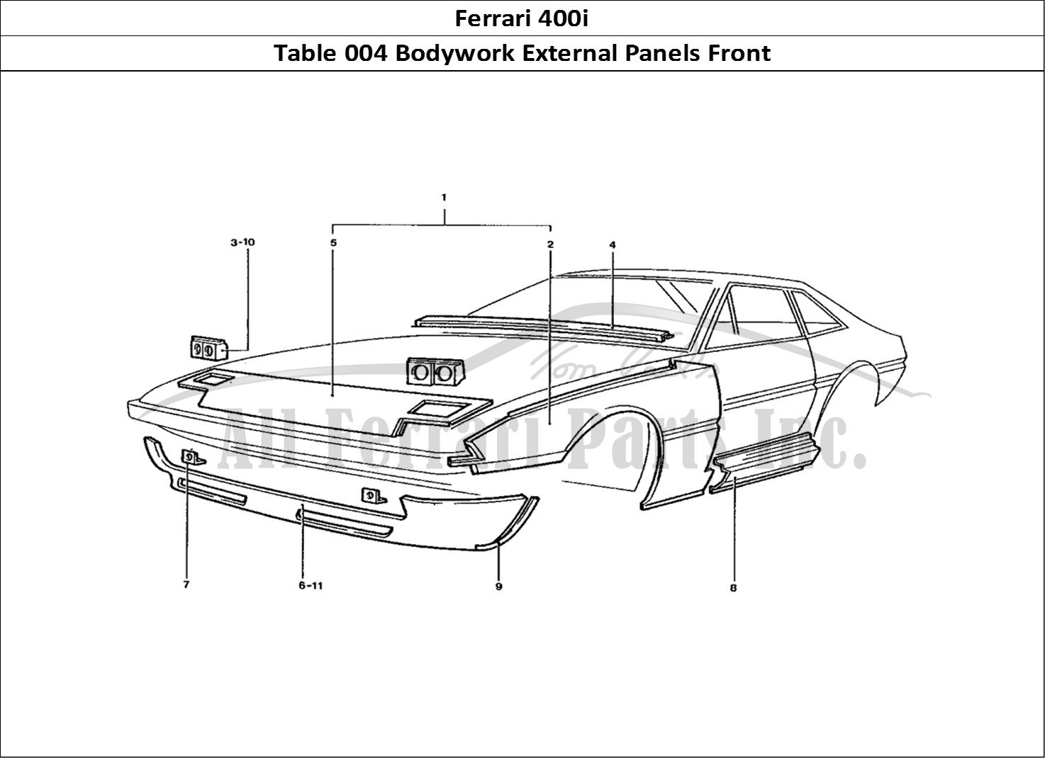 Ferrari Parts Ferrari 400 GT (Coachwork) Page 004 Front End body panels