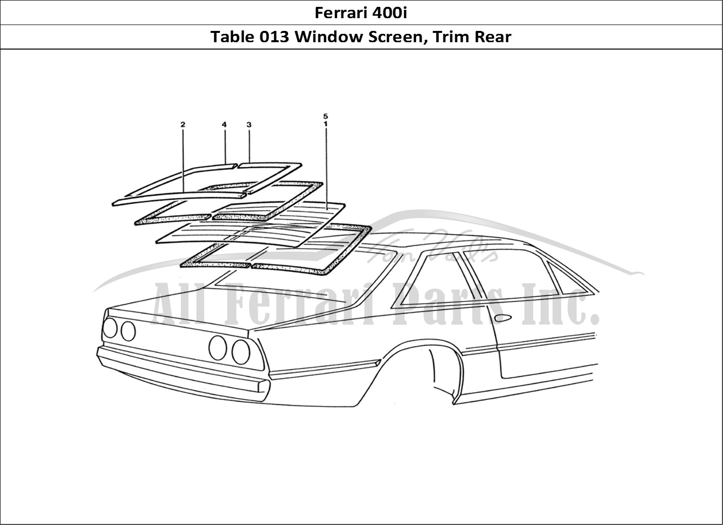 Ferrari Parts Ferrari 400 GT (Coachwork) Page 013 Rear Screen