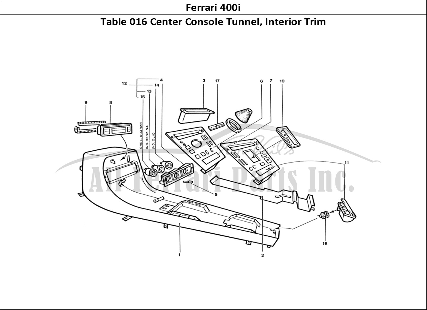 Ferrari Parts Ferrari 400 GT (Coachwork) Page 016 Inner center console pane