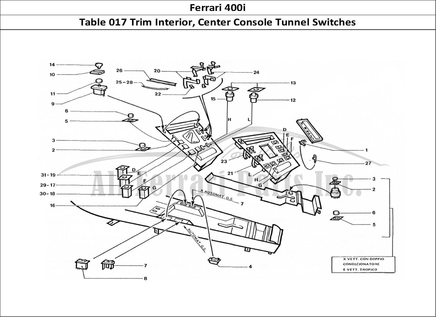 Ferrari Parts Ferrari 400 GT (Coachwork) Page 017 Inner center console swit