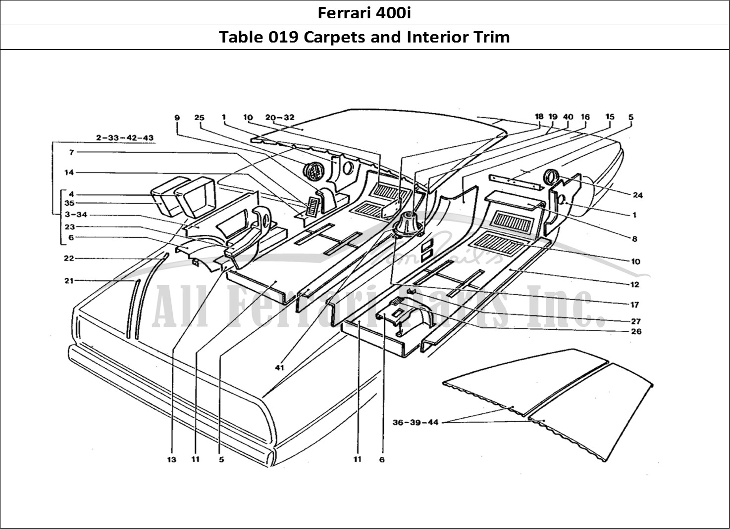 Ferrari Parts Ferrari 400 GT (Coachwork) Page 019 Inner carpets & Trim