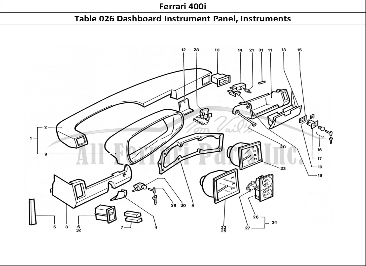 Ferrari Parts Ferrari 400 GT (Coachwork) Page 026 Dash & Guages